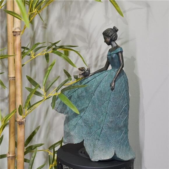 Fairy Statue Collection Home Decor - Leaf Angel Girls Resin 5.5 x 3.25 x 8 Inch - Picture 5 of 7